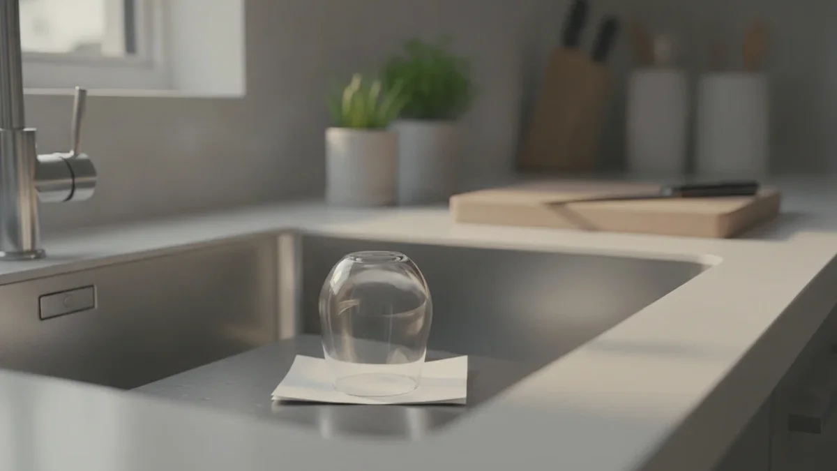 Bevor Sie das Haus verlassen, legen Sie ein Glas auf einen Zettel im Spülbecken: Wenn Sie erfahren warum, machen Sie es auch